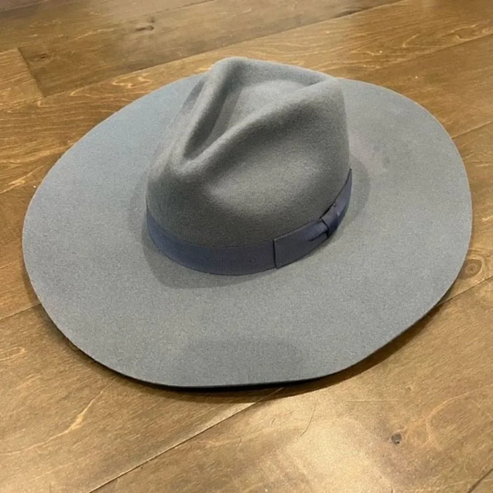 Anthropologie Wyeth Adrian Charcoal Slate Grey Wide Brim Rancher Hat Brand New